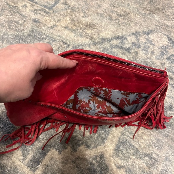 Hobo Bag Fringe Wristlet Clutch in Red - Picture 6 of 9